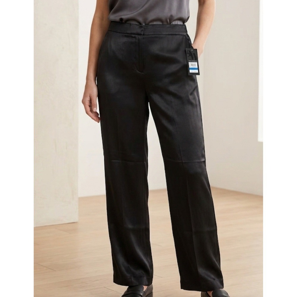 NINE WEST Trouser Satin Women's Dress pants color Black Size XL NWT